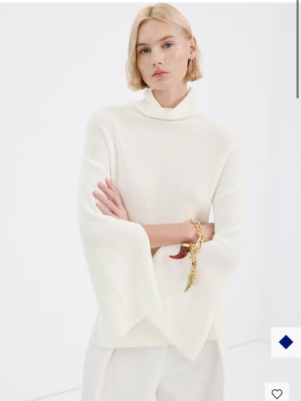 Mango turtleneck split sleeve knit sweater NWT